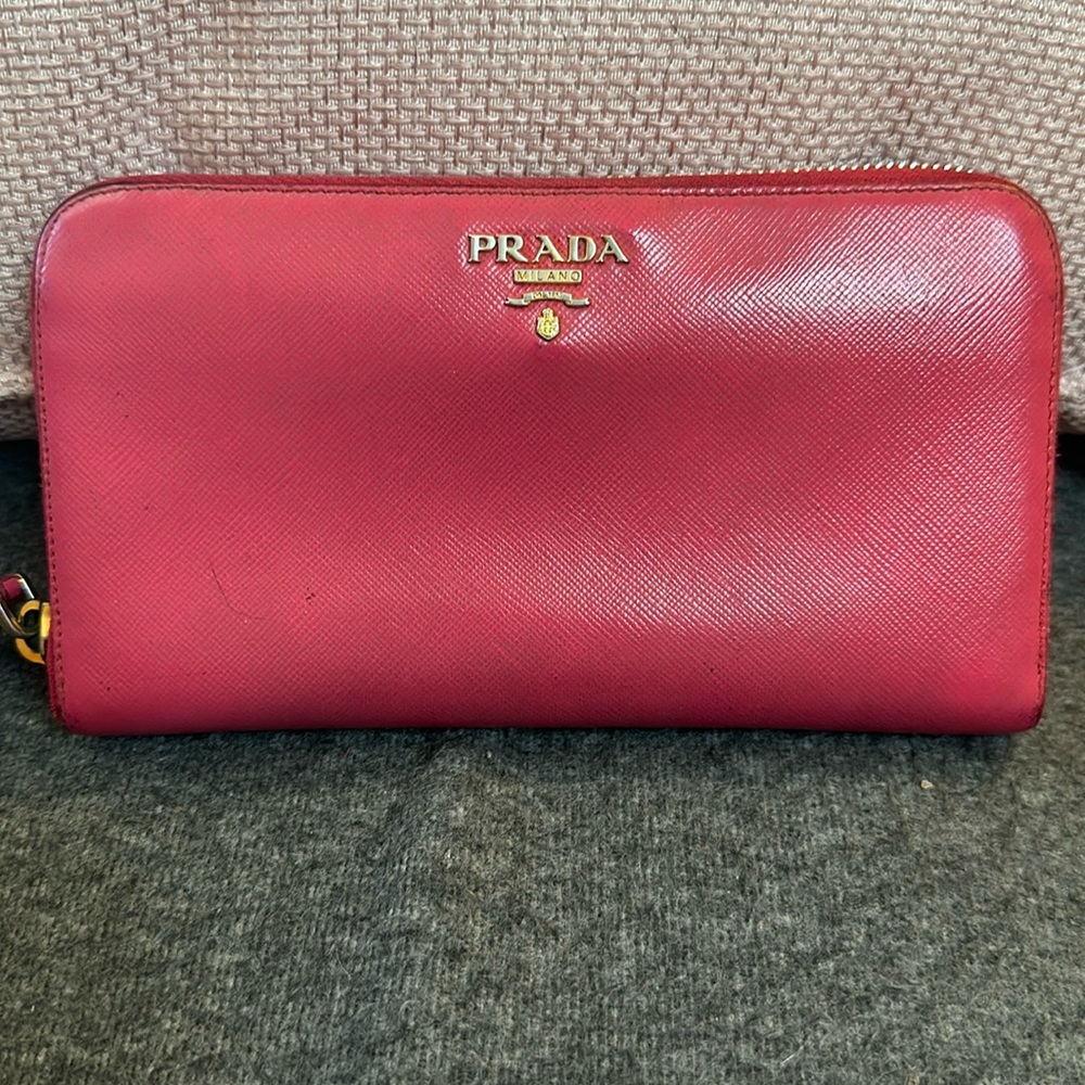 Prada Saffiano Leather Pink Long Wallet